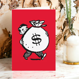 Carte Homme Rétro Vintage avec Sac d'Argent