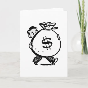 Carte Homme Rétro Vintage avec Sac d'Argent