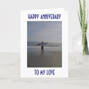 CARTE HOMME SUR LA PLAGE DÉCLARE SON AMOUR POUR SON ANNI