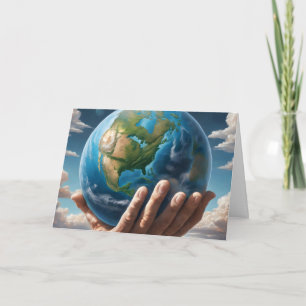 Carte Homme Tenant La Planète Terre Pour Le Jour des ter