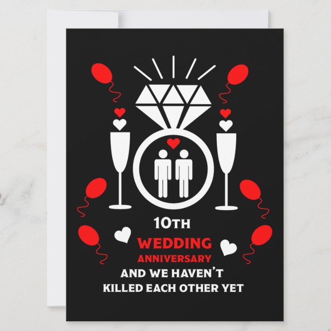 Carte Hommes homosexuels 10e anniversaire de Mariage (Devant)