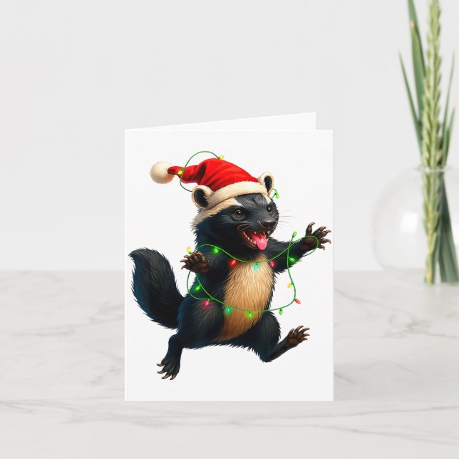 Carte Honey Badger Tree Xmas Lights Santa Honey Badger C (Devant)