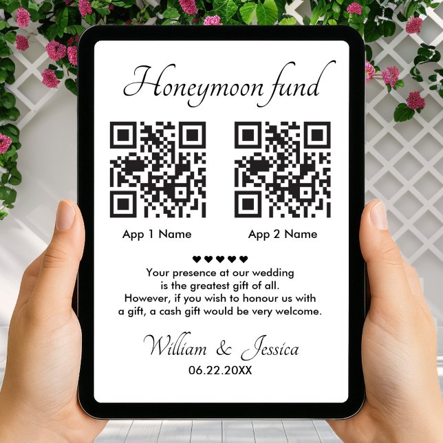 Carte Honeymoon Fund With 2 QR Code And Photo (Créateur téléchargé)