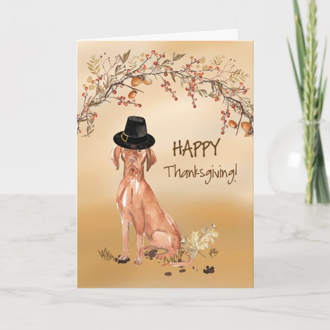 Carte Hongrois Vizsla Drôle Pèlerin Casquette Thanksgivi (Devant)