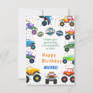 Carte Honneur beep vroom camionnettes anniversaire voeux