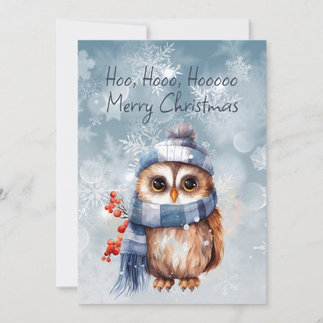 Carte Hoo Hoo Little Owl Joyeux Noël (Devant)