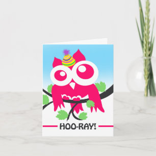 Carte Hoo-Ray, C'est ton anniversaire, chouette d'annive