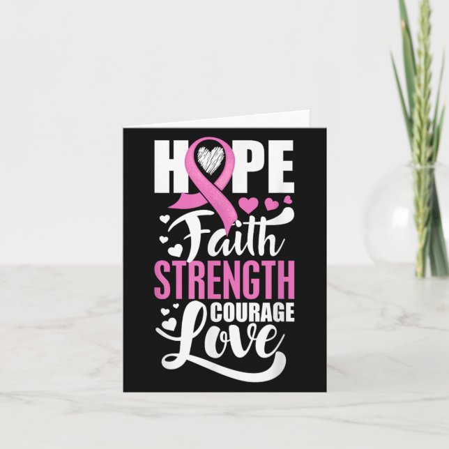 Carte Hope Faith Force Courage Amour Cancer du sein Awa (Devant)