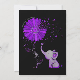 Carte Hope Fight Cute Elephant Alzheimer's Purple Ribbon