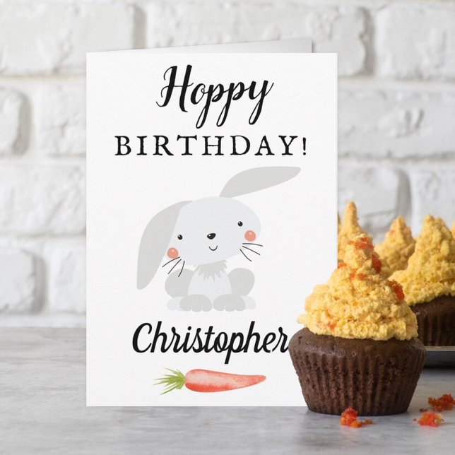 Carte Hoppy Birthday ! Anniversaire de Bunny drôle (Créateur téléchargé)