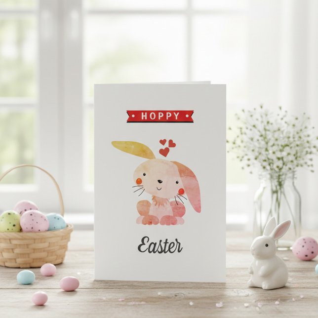 Carte "Hoppy Easter" Funny Whimsy Bunny Happy Easter (Créateur téléchargé)