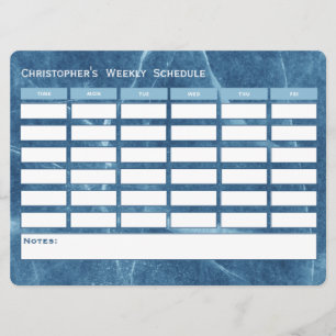 Carte Horaire hebdomadaire bleu moderne Horaire de l'éco