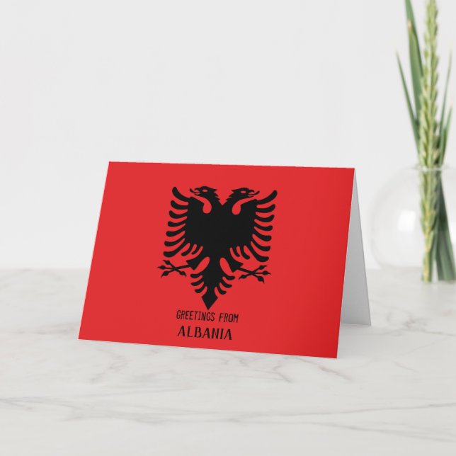 Carte horizontale personnalisable drapeau albanais (Devant)