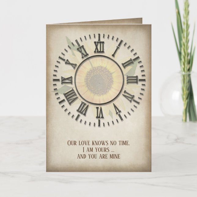 Carte Horloge tournesol Anniversaire (Devant)