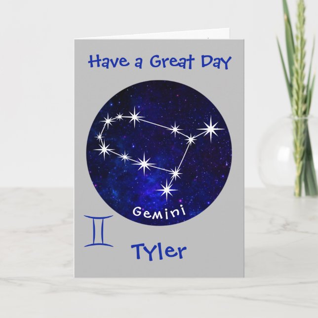 Carte Horoscope Gemini, Carte Anniversaire (Devant)