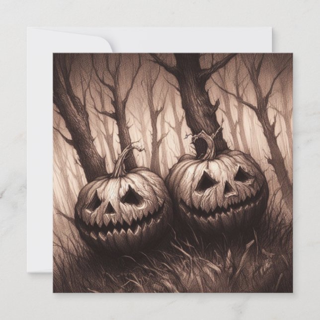 Carte Horreur d'Halloween Jack O'Lanterns éffrayant (Devant)