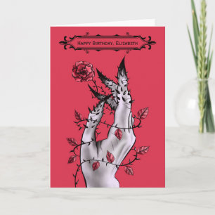 Carte Horreur surréaliste main avec Rose gothique Annive