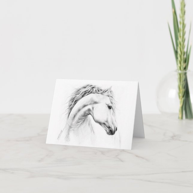 Carte Horse portrait drawing equestrian art (Devant)