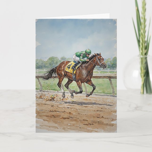 Carte Horse Racing In Watercolors (Devant)