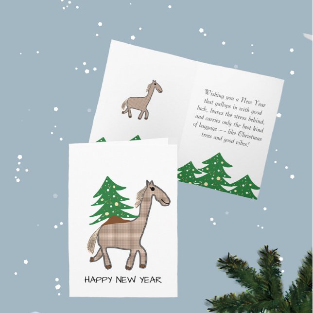 Carte Horse with Christmas tree (Créateur téléchargé)