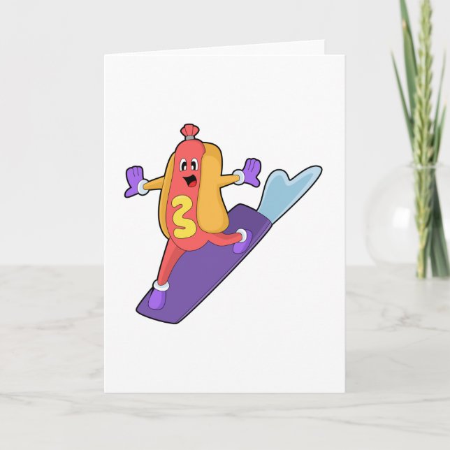 Carte Hot-dog as Snowboarder with Sonowboard (Devant)