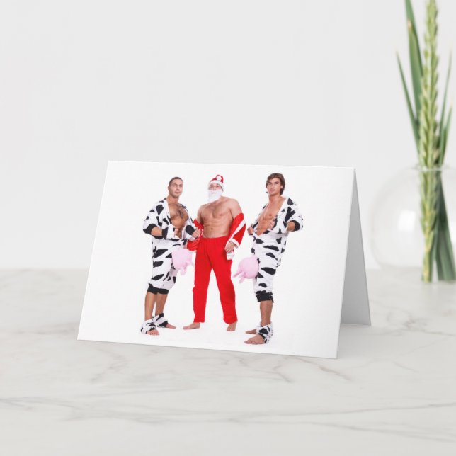 Carte Hot Guys Muscular Men Père Noël Outfit Funny Chris (Devant)