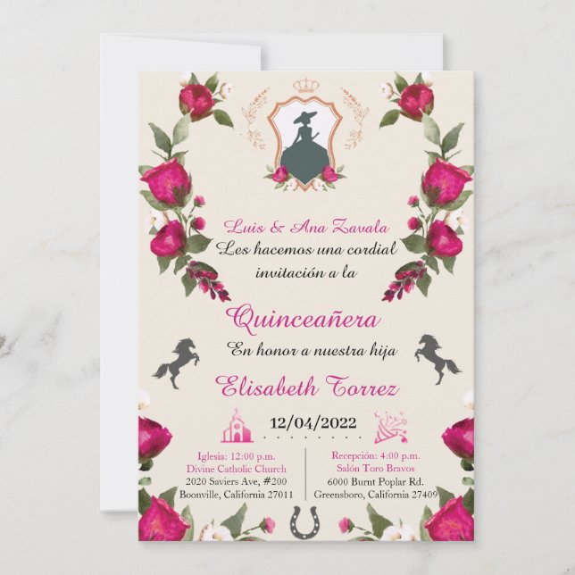 Carte Hot Pink Simplicité invitation, Charro Western (Devant)