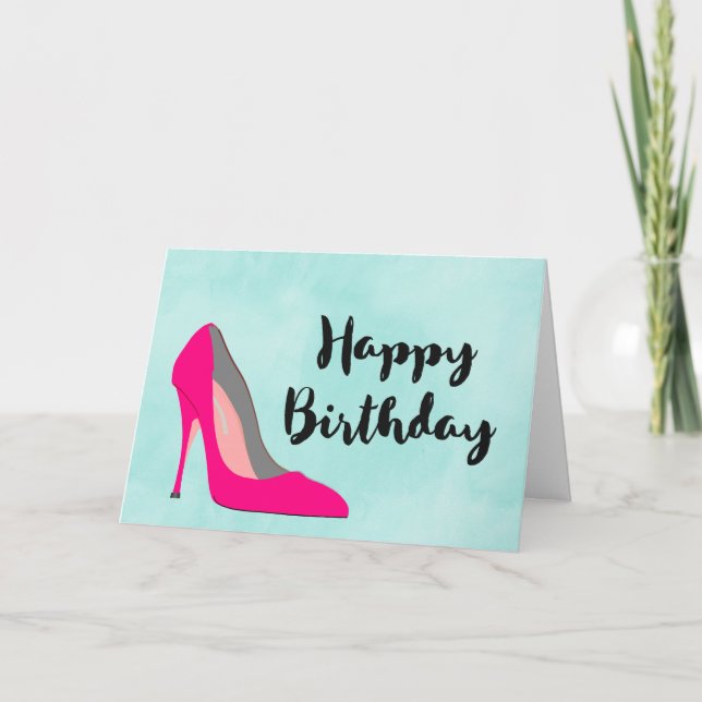 Carte Hot Rose Stiletto High Heel Chic Chic Anniversaire (Devant)