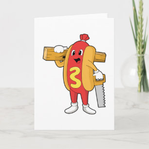 Carte Hotdog as Carpenter with Saw & Wood
