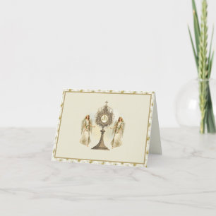 Carte Hôte eucharistique catholique avec Angels Lys blan