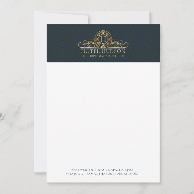 Carte Hotel Business Luxury Gold Blue (Devant)