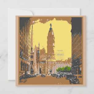Carte Hôtel de ville de Philadelphie, style vintage
