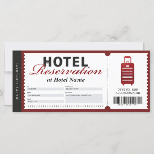 Carte Hotel Stay Reservation Red Voucher Certificate