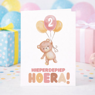 Carte Hou hou Teddy l'ours Ballons Anniversaire