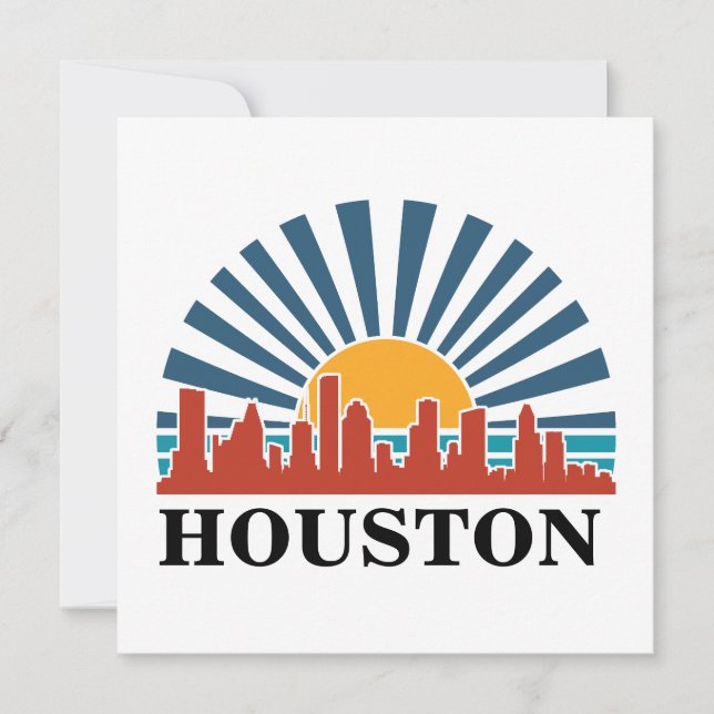 Carte Houston Texas Vintage Sunset Retro Travel (Devant)