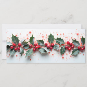 Carte houx rouge sur fond blanc 