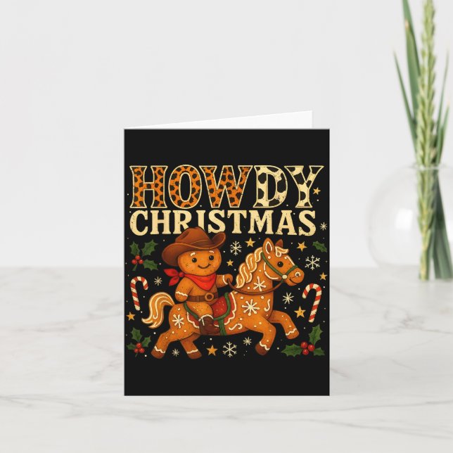 Carte Howdy Christmas Cowboy Gingerbread Design 