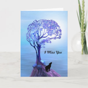 Carte Howling Wolf in Blue Card