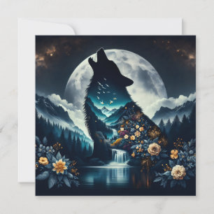 Carte Howling Wolf Pleine lune Ai Art