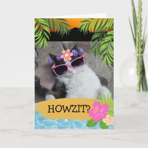 Carte Howzit ? Hawaïen Thème Chill Chat Rose Tons