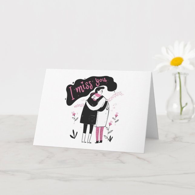 Carte Hug I Miss You Card, Adorable Love Card, Miss you (Petite plante)