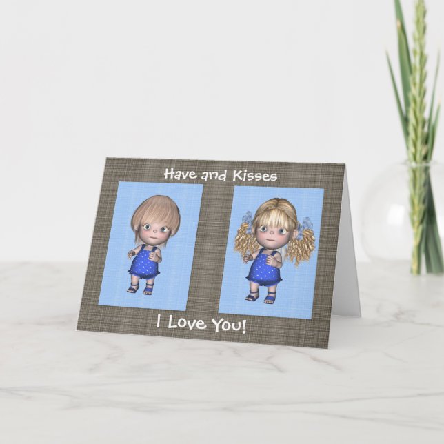 Carte Hugs et baisers Jumeaux Joyeux anniversaire (Devant)
