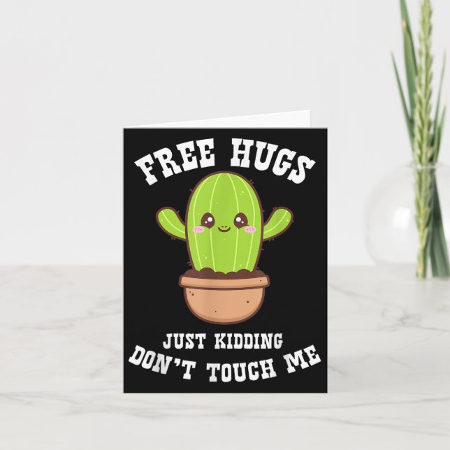 Carte Hugs Just Kidding Don't Touch Me Funny Cactus  (Devant)