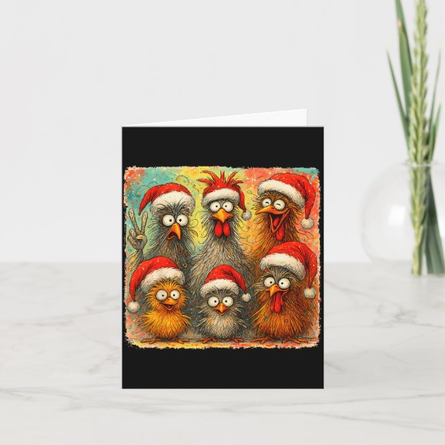 Carte Hugvyn Christmas Santa Chicken Crazy Eagerlys Roos (Devant)