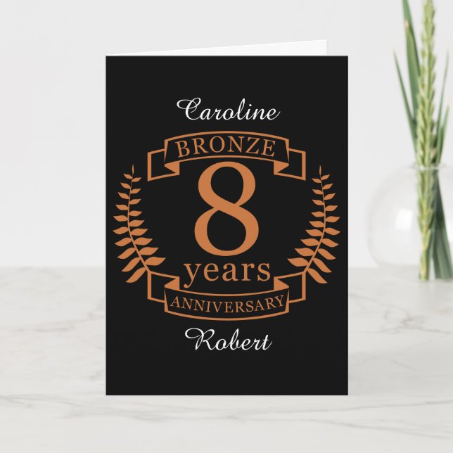 Carte Huit ans de mariage anniversaire de bronze (Devant)