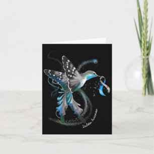 Carte Hummingbird Holding Grey Blue Ribbon T1d Diabetes