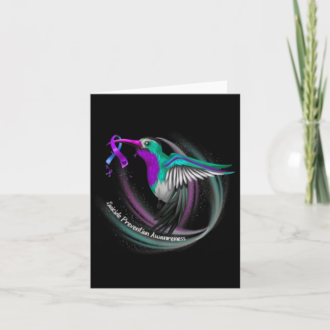 Carte Hummingbird Purple Blue Ribbon Prévention du suici (Devant)