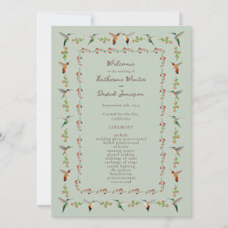 Carte Hummingbird Wedding Program