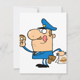 Carte humoristique flic mangeant des beignets