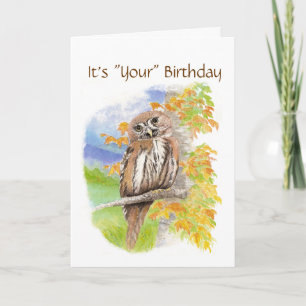 Carte Humour, Chouette mignonne "Donner un coup de pied"